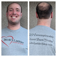 Load image into Gallery viewer, T-Shirt JACOB'S LADDER AUTISM AT WORK Gray & White Tee Shirt SALE!