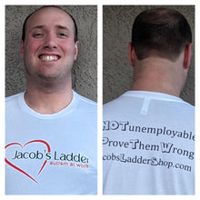 Load image into Gallery viewer, T-Shirt JACOB'S LADDER AUTISM AT WORK Gray & White Tee Shirt SALE!