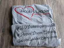 Load image into Gallery viewer, T-Shirt JACOB'S LADDER AUTISM AT WORK Gray & White Tee Shirt SALE!