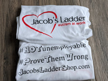 Load image into Gallery viewer, T-Shirt JACOB'S LADDER AUTISM AT WORK Gray & White Tee Shirt SALE!