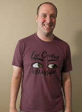 Load image into Gallery viewer, T-Shirt EYE CONTACT IS OVERRATED Maroon / Red Youth &amp; Adult Sizes SALE!