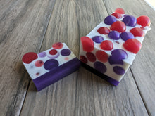 Load image into Gallery viewer, VALENTINE FUN Soap Purple &amp; Red Circles