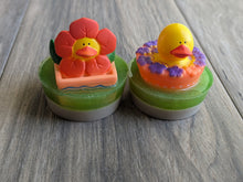 Load image into Gallery viewer, FLOWERS Ducks Rubber Duck Soap Kids SPRING